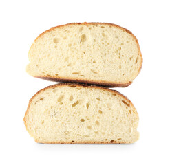 Pieces of freshly baked bread isolated on white