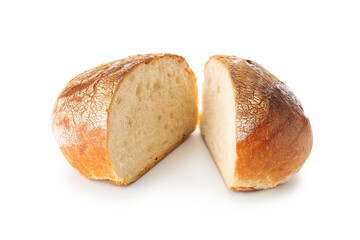 Pieces of freshly baked bread isolated on white