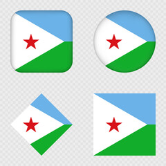 Djibouti Flag Icons Pack. Vector illustration.