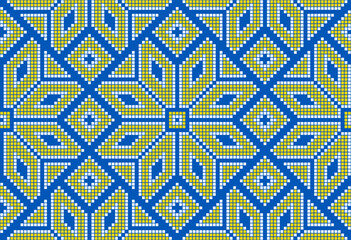 Vector illustration of Ukrainian ornament border in ethnic style, identity, vyshyvanka, embroidery for print clothes, websites, banners. Background. Geometric design, border, copy space, frame