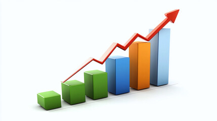 Business growth chart with ascending red arrow showing positive progress