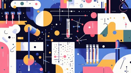 Obraz premium Abstract Geometric Background with Bold Colors and Shapes