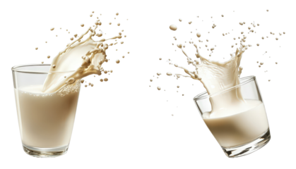 Dynamic Splashes of Milk from Glasses Capturing Movement and Liquid Dynamics in 2D Illustration