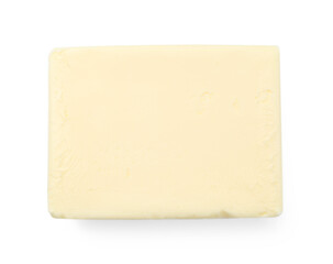 Block of tasty butter isolated on white, top view