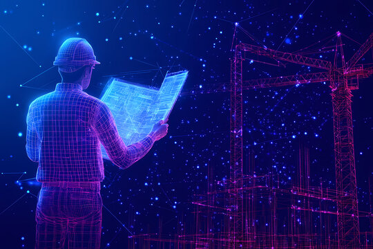 Detailed vector illustration of an architect or construction worker in action, showcasing precision and expertise