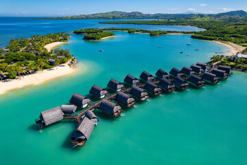 Aerial view of Luxury resort in Fiji