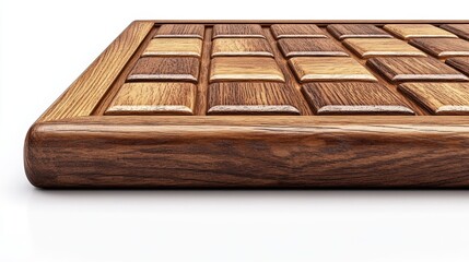 Fototapeta premium Handcrafted Polished Wooden Chessboard with Contrasting Wood Grain Squares Classic Craftsmanship, Exquisite Detail, Luxurious Game Board, Premium Quality Wood, Intricate Design, Exceptional Chess Set