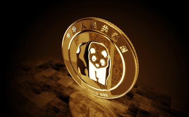 Panda chinese golden coin 3d illustration © Skórzewiak
