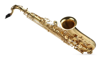 Fototapeta premium Jazz. One beautiful saxophone isolated on white