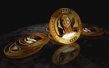 Panda chinese golden coin 3d illustration © Skórzewiak