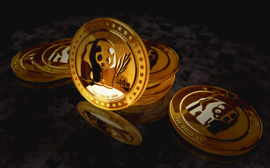 Panda chinese golden coin 3d illustration © Skórzewiak