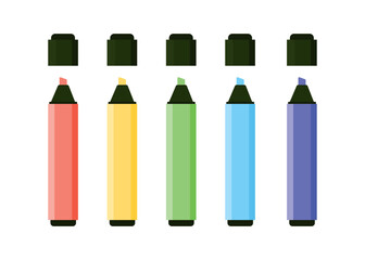 Colorful marker pens set. Highlighter pencil for school or kids