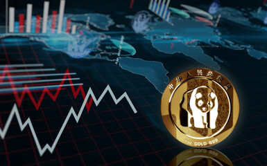 Panda chinese golden coin 3d illustration © Skórzewiak