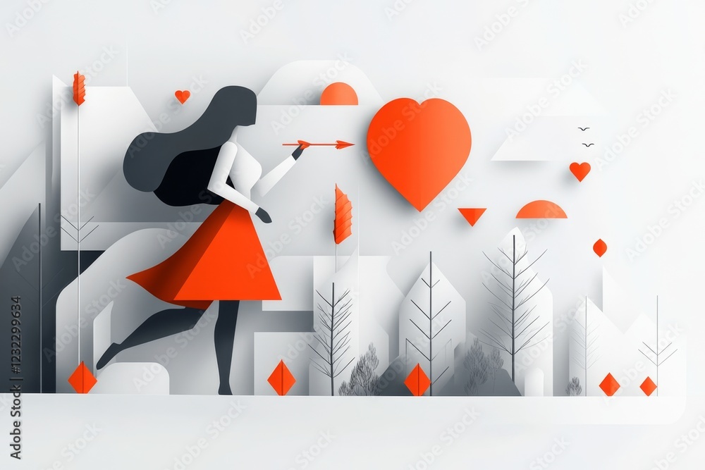 Poster a single arrow breaking away from a group of arrows, symbolizing the act of persuasion leading to ch