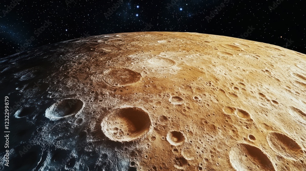 Canvas Prints detailed image of a celestial body with craters and starry background