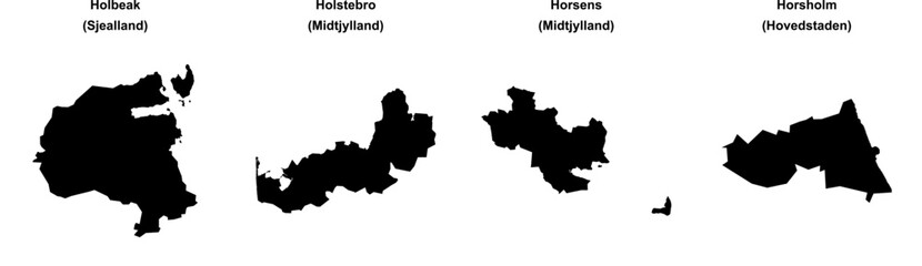 Holbeak, Holstebro, Horsens, Horsholm outline maps
