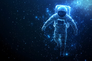Fototapeta premium Vector illustration of an astronaut using a digital device in space