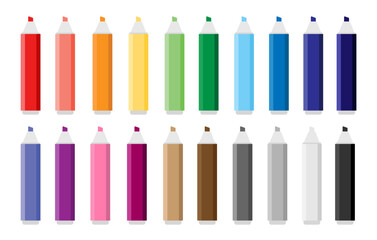 Colorful marker pens set. Highlighter pencil for school or kids