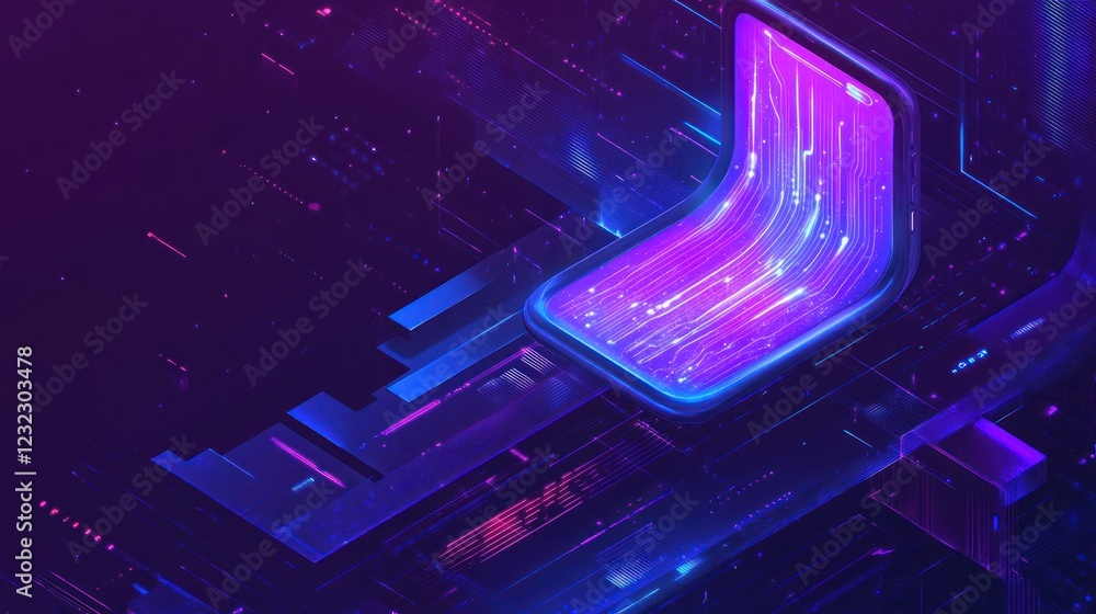 Poster phone screen data flow circuit board background tech