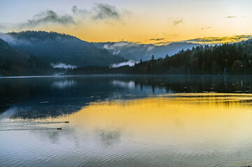 sunset at Lake Titi, Titisee, Black Forest, Germany