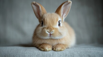 Obraz premium Cute bunny sitting, studio, neutral background, pet