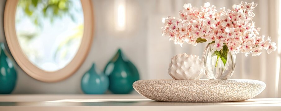 Discover a harmonious space with curated decor See how careful arrangement can reflect Accountable Negotiation and Leadership That Builds Trust and Success Featuring elegant vases, a circular mirror