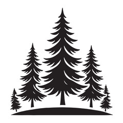 Obraz premium Fir Tree Silhouette - Majestic Mountain Tree - Fir Tree Vector - Fir Tree Illustration - Minimalist Fir Silhouette - Fir Vector - Fir Digital Art 