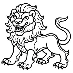 Playful Chinese Lion Line Art Illustration
