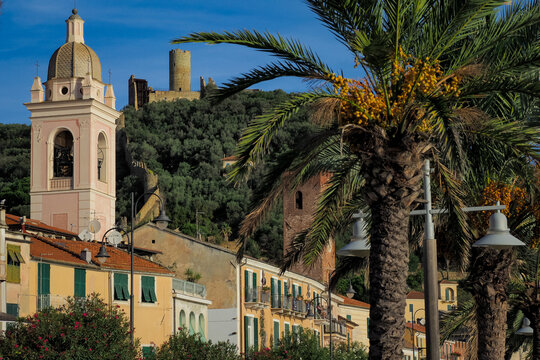 Celle, Ligure - Italy - Beautiful Italian mediterranean village of Finale Ligure at sunrise	