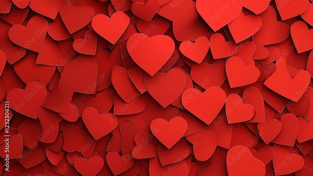 Poster Seamless Pattern of Simple Red Hearts for Background or Design Use