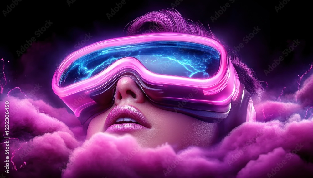 Poster envisioning the future innovative leadership styles with ai a futuristic business leader, immersed i