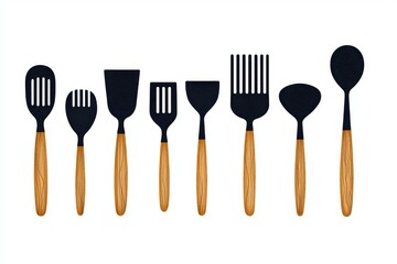 Minimalist Kitchen Utensil Icons Set for Culinary Design and Illustration