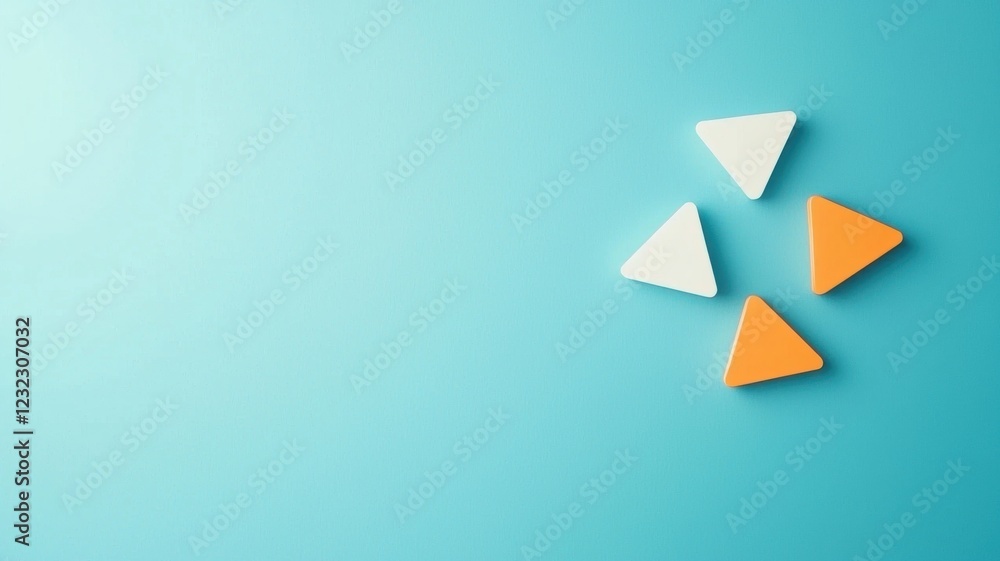 Poster colorful play buttons in various styles on a blue background for multimedia use