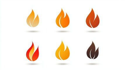 Flame Icons Set in Various Styles for Energy and Heat Concepts