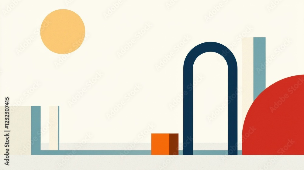 Poster minimalist abstract line art elements featuring geometric forms and shapes