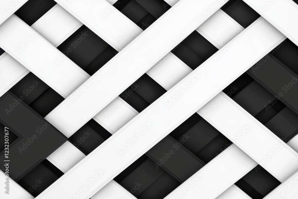 Poster black and white geometric texture background with interwoven patterns and lines