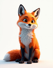 Obraz premium Playful Stylized Fox with Tail, Adorable 3D Wild Mammal Illustration 