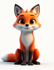 Obraz premium Playful Stylized Fox with Tail, Adorable 3D Wild Mammal Illustration 