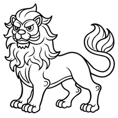 Playful Chinese Lion Line Art Illustration