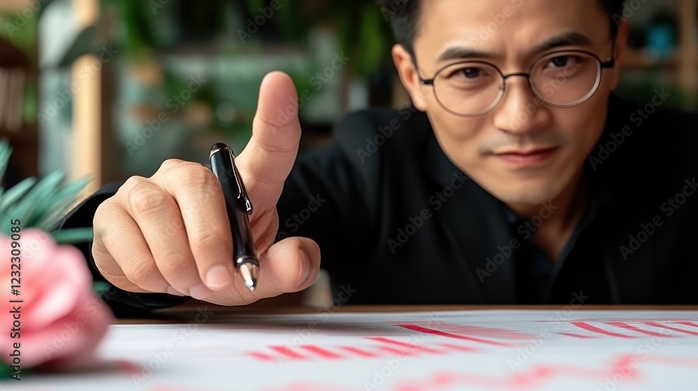Poster strategic analysis and decision-making skills for success a business executive intently reviewing fi