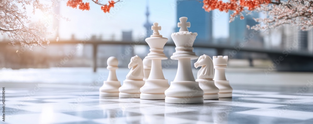 Poster strategize for success a visual representation of strategic leadership using a chessboard with piece