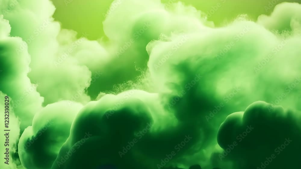 Aufkleber green ink clouds abstract background ideal for creative design concepts in meteorological scenes and
