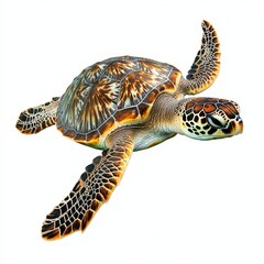 Fototapeta premium A Hawksbill sea turtle gracefully swimming, symbolizing ocean conservation and marine life. Ideal for environmental awareness campaigns and wildlife documentaries.