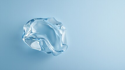 Fototapeta premium Single ice cube on pastel blue background