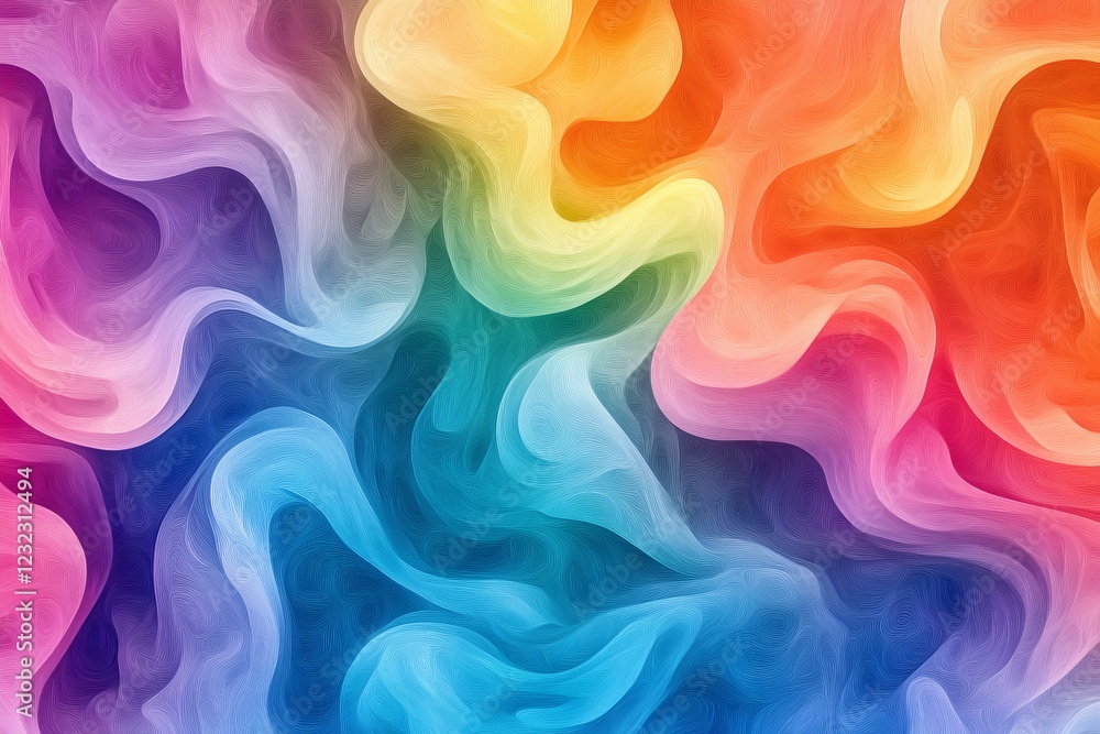 Poster colorful abstract waves blend in vibrant hues creating a mesmerizing visual experience in an artisti