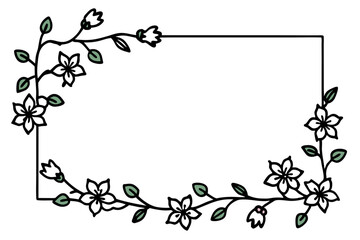 photo frame with flower and text place isolated on white background