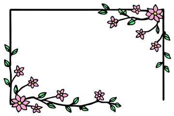 photo frame with flower and text place isolated on white background