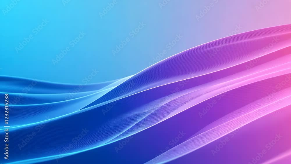 Poster vibrant blue and pink gradient with flowing wave patterns ideal for modern design and abstract backg