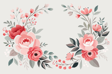 photo frame with flower and text place isolated on white background