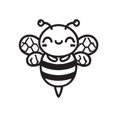 Cute Cartoon Bee Vector Illustration on white background